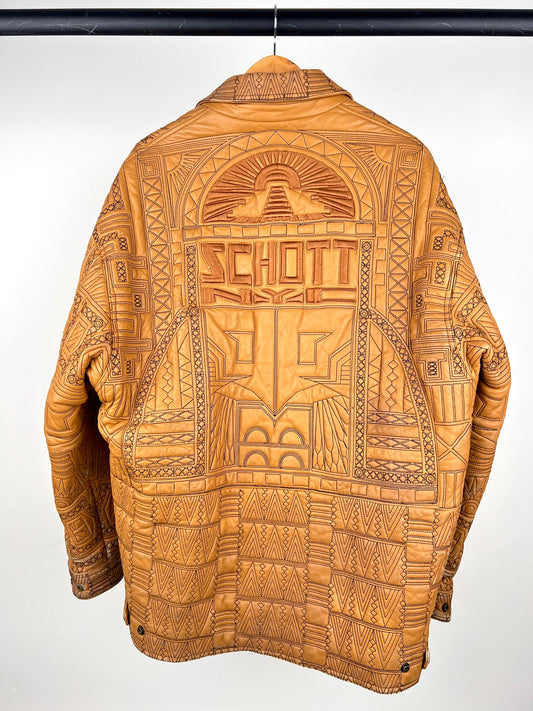 Vintage Schott Mosaic 90s Leather Jacket