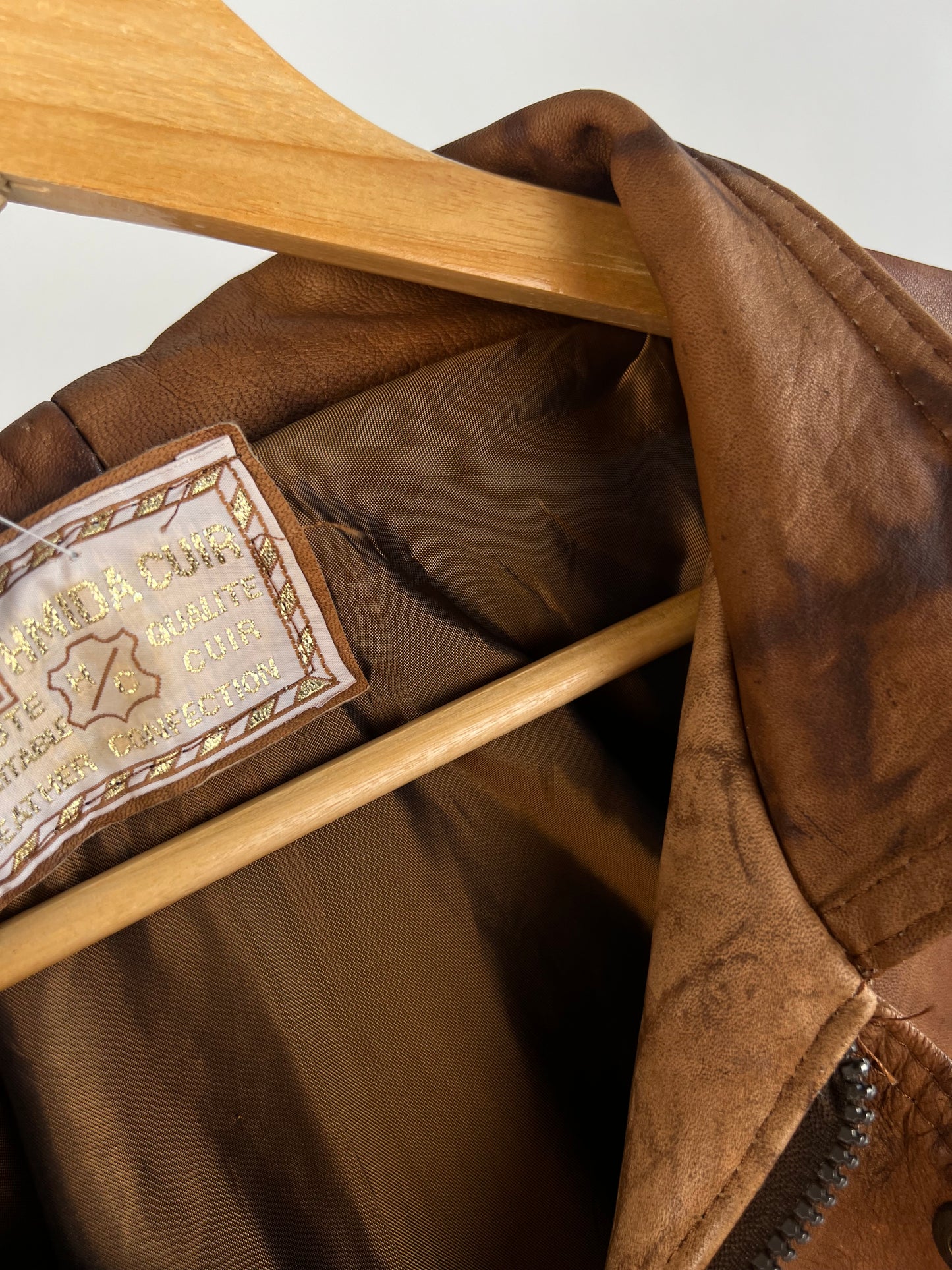 Vintage 90s Brown Washed Leather Jacket