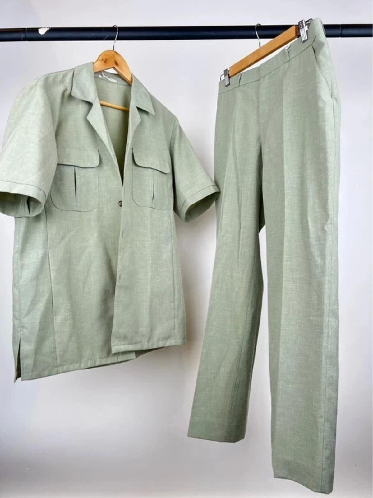 Vintage 70s Brigadier Safari Short Sleeve Suit