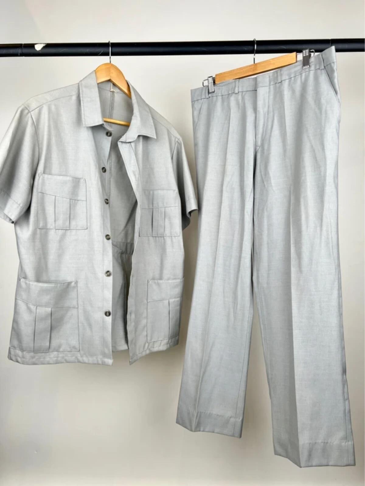 Vintage 70s Italian Short Sleeve Safari Suit