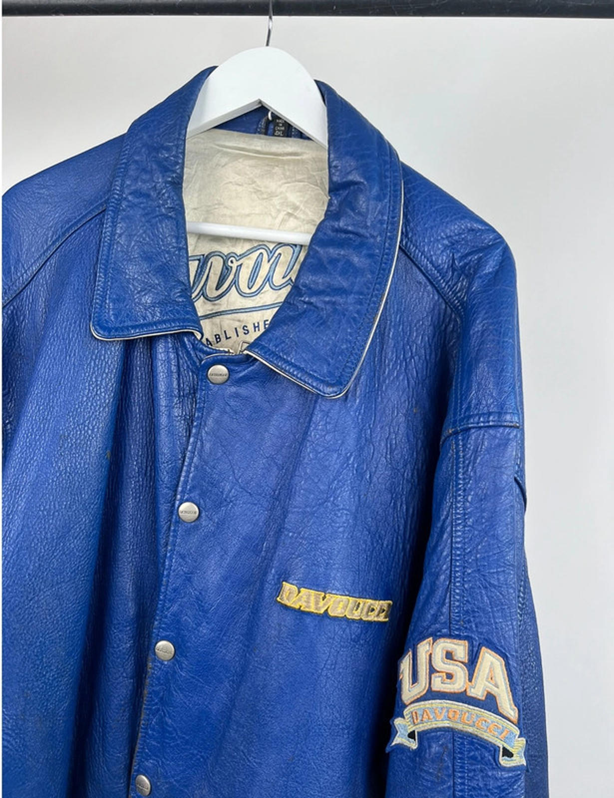 Vintage 90s Rare Davoucci Leather Bomber Jacket