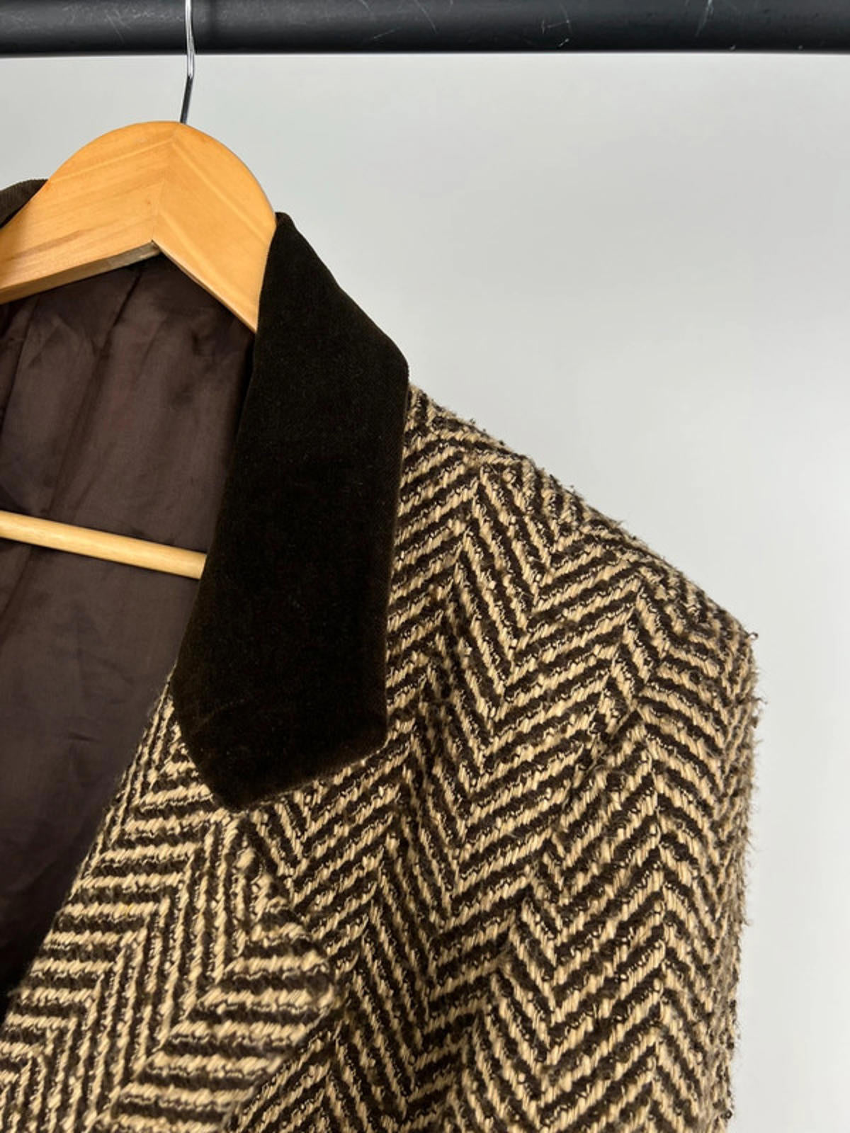 Vintage 70s Long Herringbone Coat