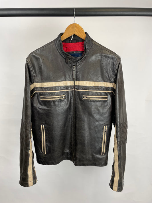 Vintage 90s Lambretta Leather Motorbike Jacket