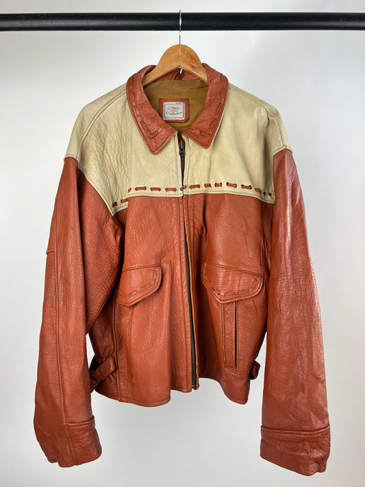 Vintage 90s Two Tone Leather Jacket