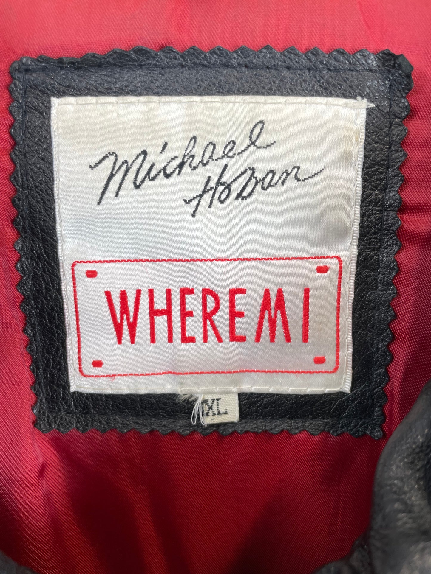 Vintage 90s USA Michael Hoban Where M I Leather Jacket