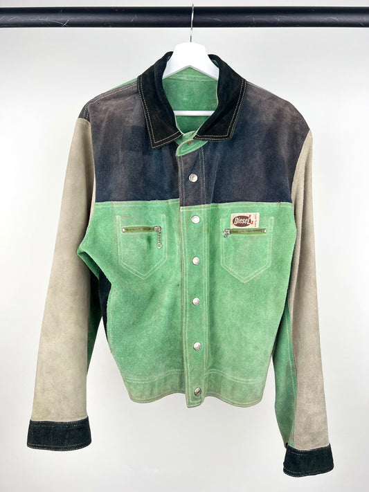 Vintage 90s Reversible Diesel Patchwork Suede Jacket