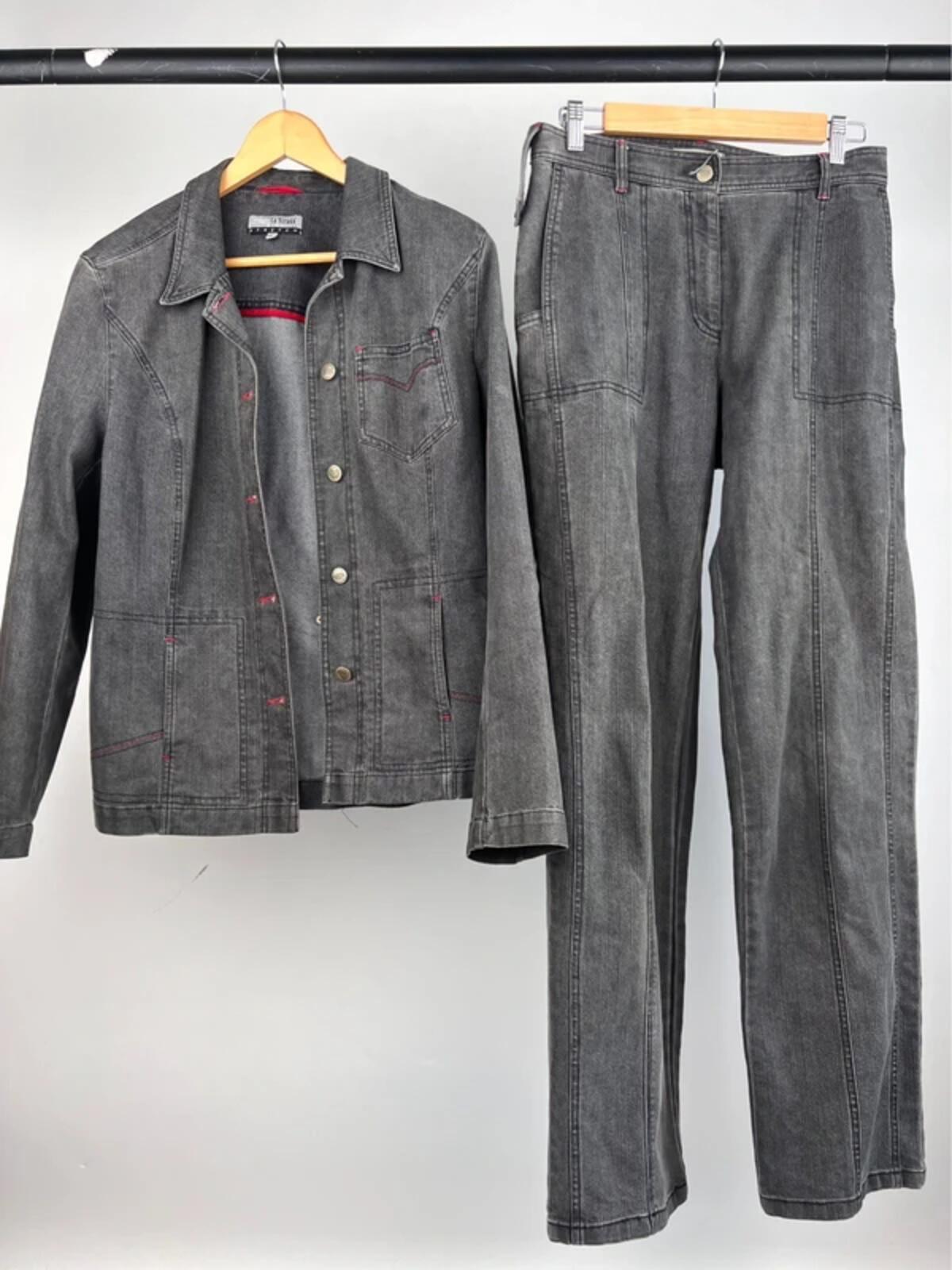 Vintage 90s La Strada Denim Two Piece Suit