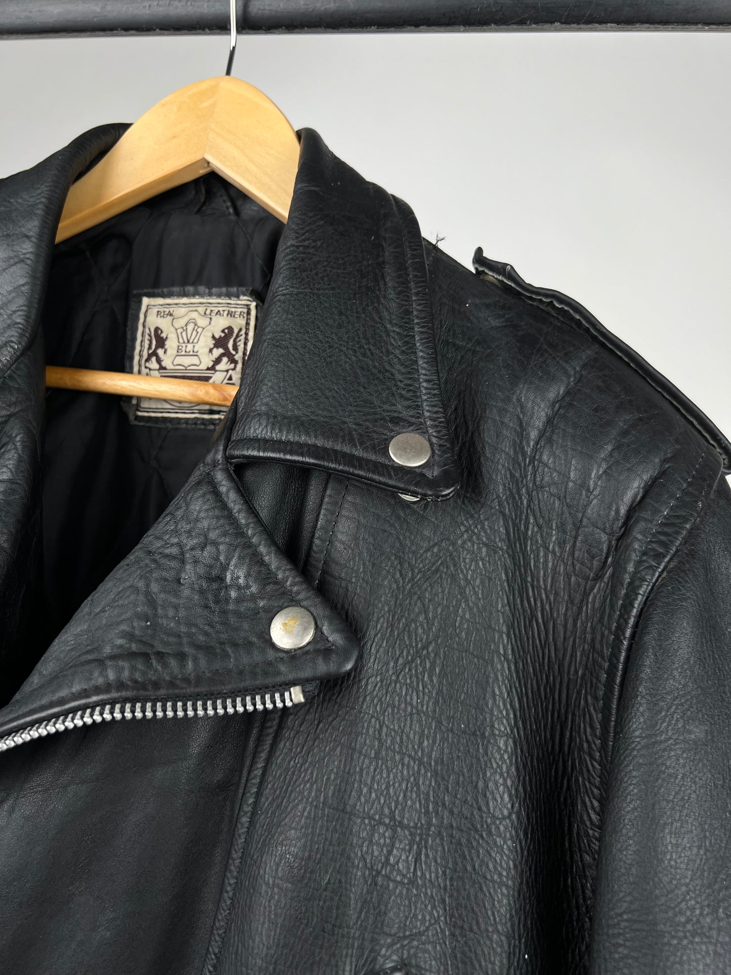Vintage BLL 80s Classic Black Leather Biker Jacket