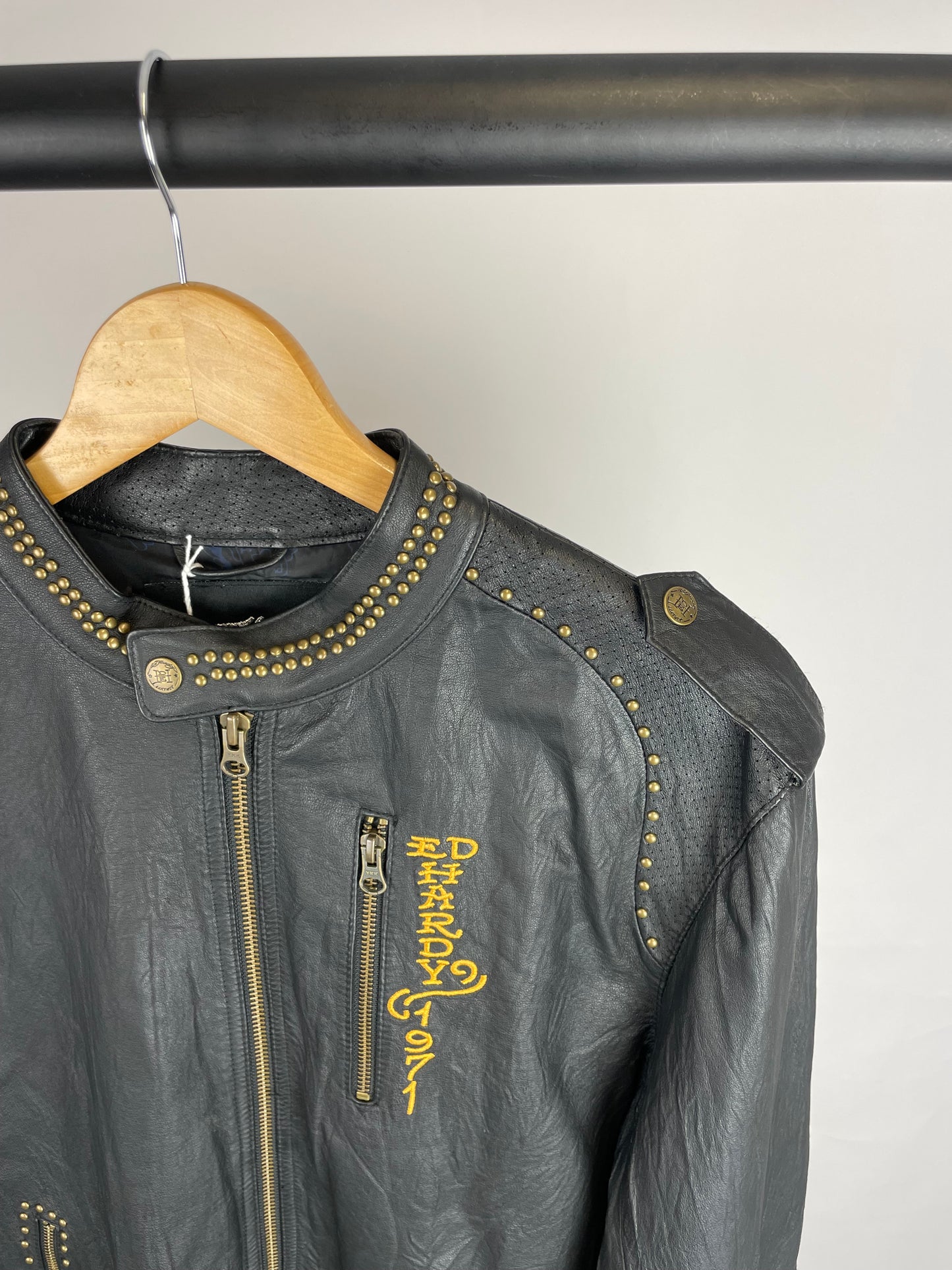 Ed Hardy 90s Live To Ride Leather Jacket