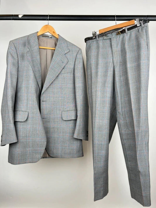 Vintage 80s Tweed Checked Mod Suit