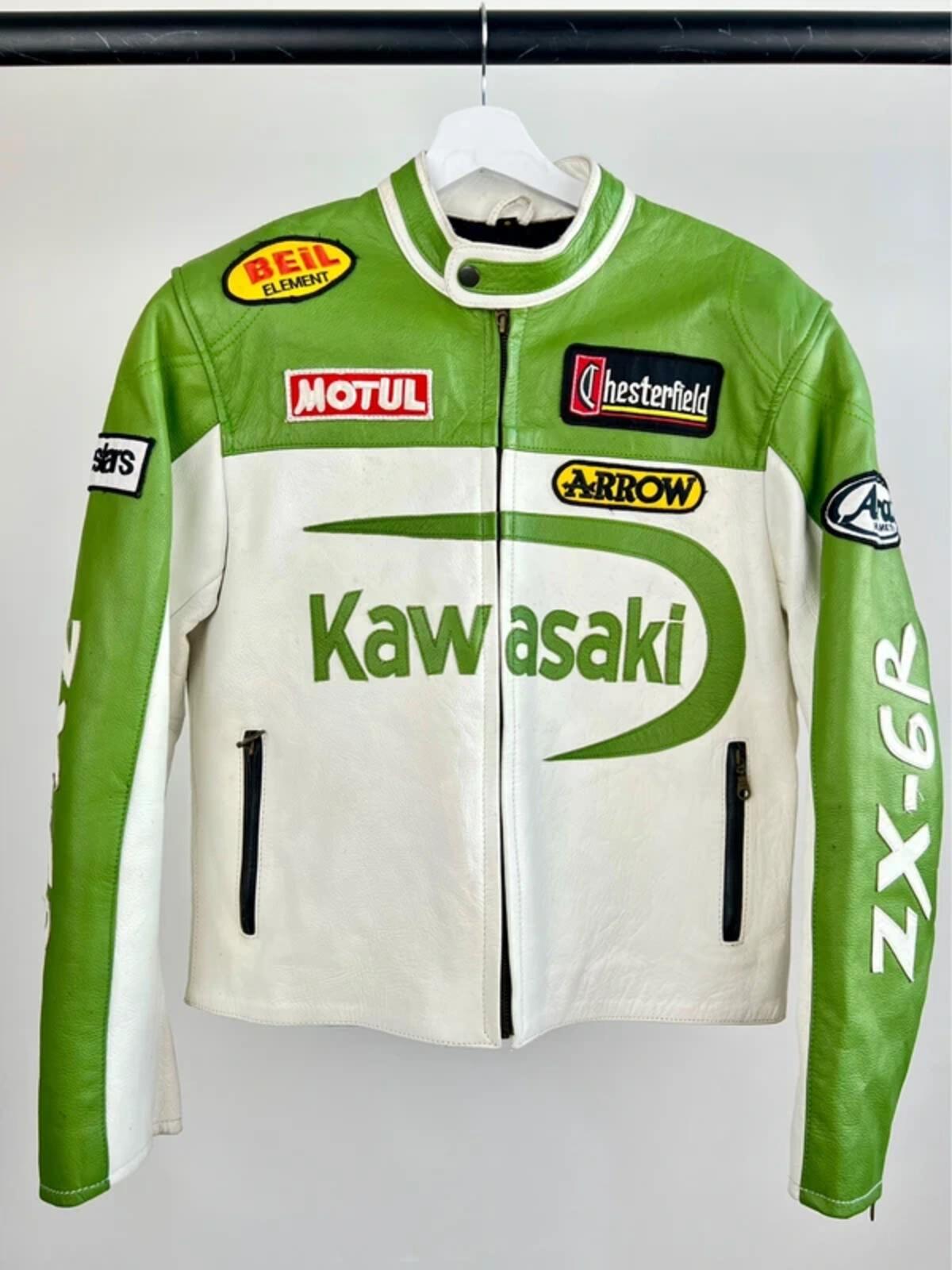 Vintage 90s Kawasaki Leather Biker Jacket
