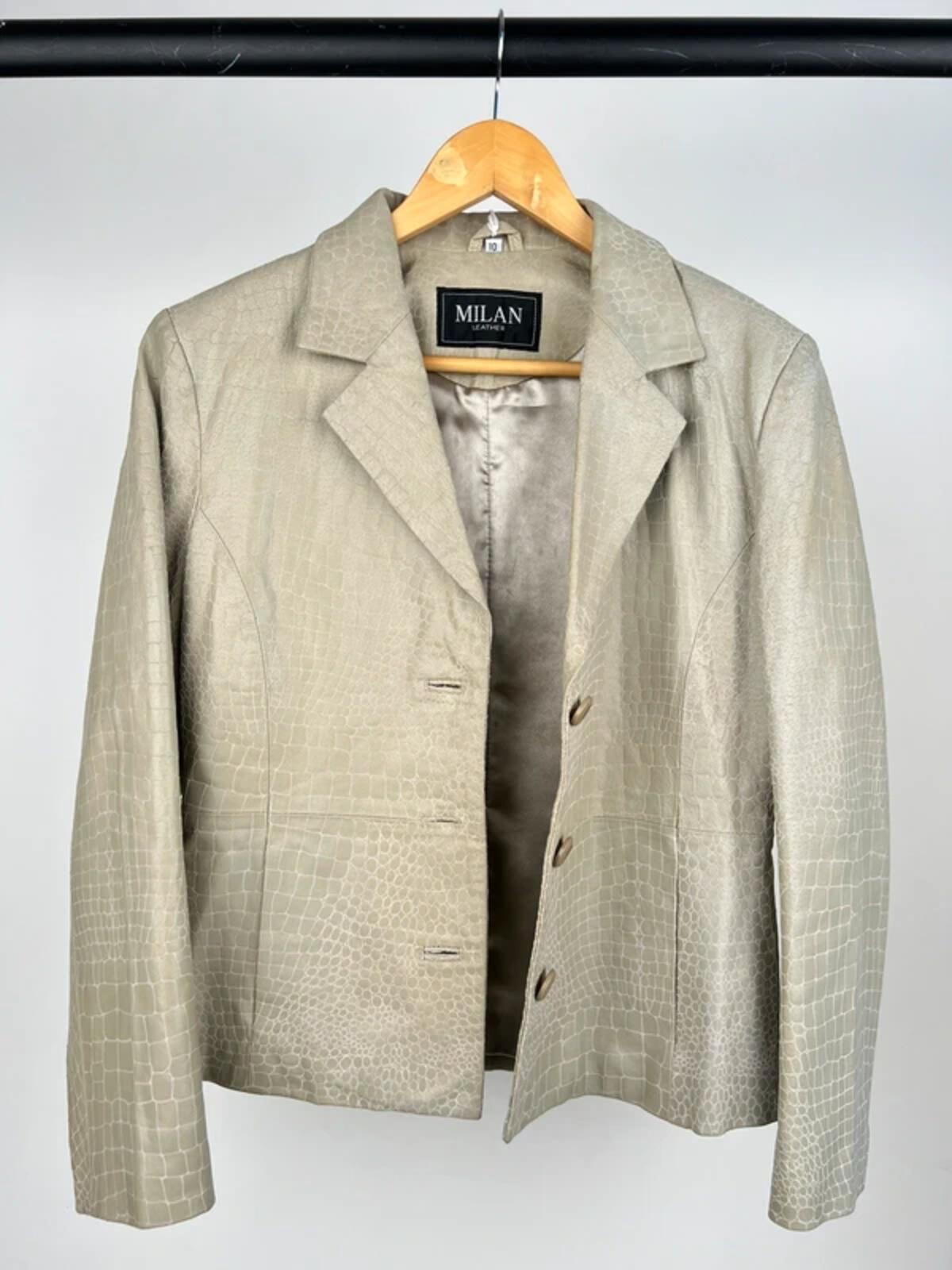 Vintage 90s Milan Two Piece Leather Snakeskin Suit