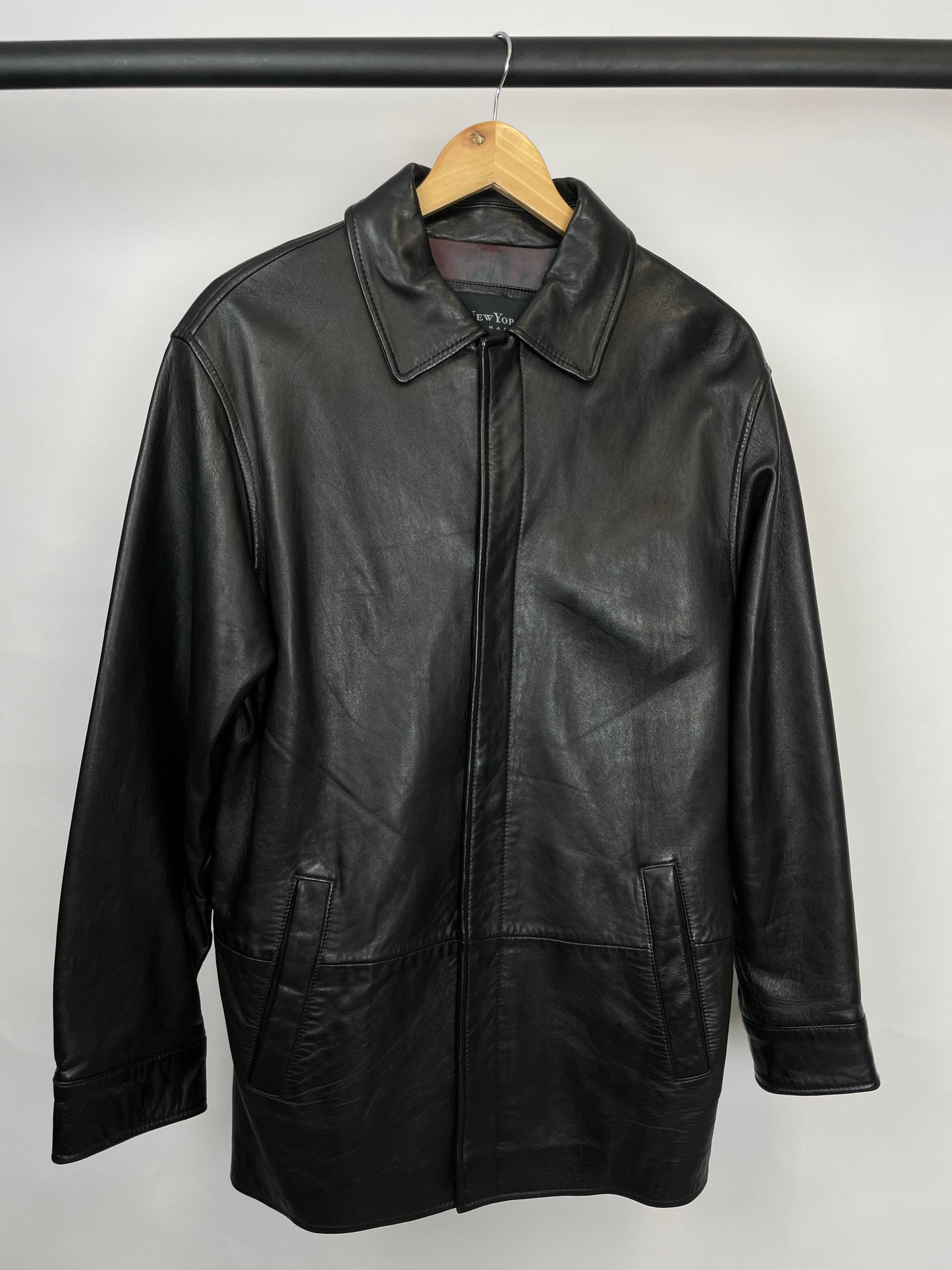 Vintage 90s Andrew Marc New York Long Leather Jacket