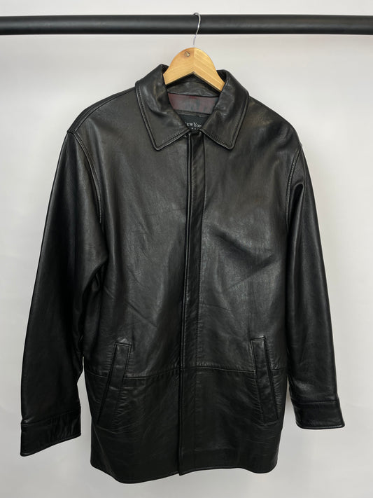 Vintage 90s Andrew Marc New York Long Leather Jacket