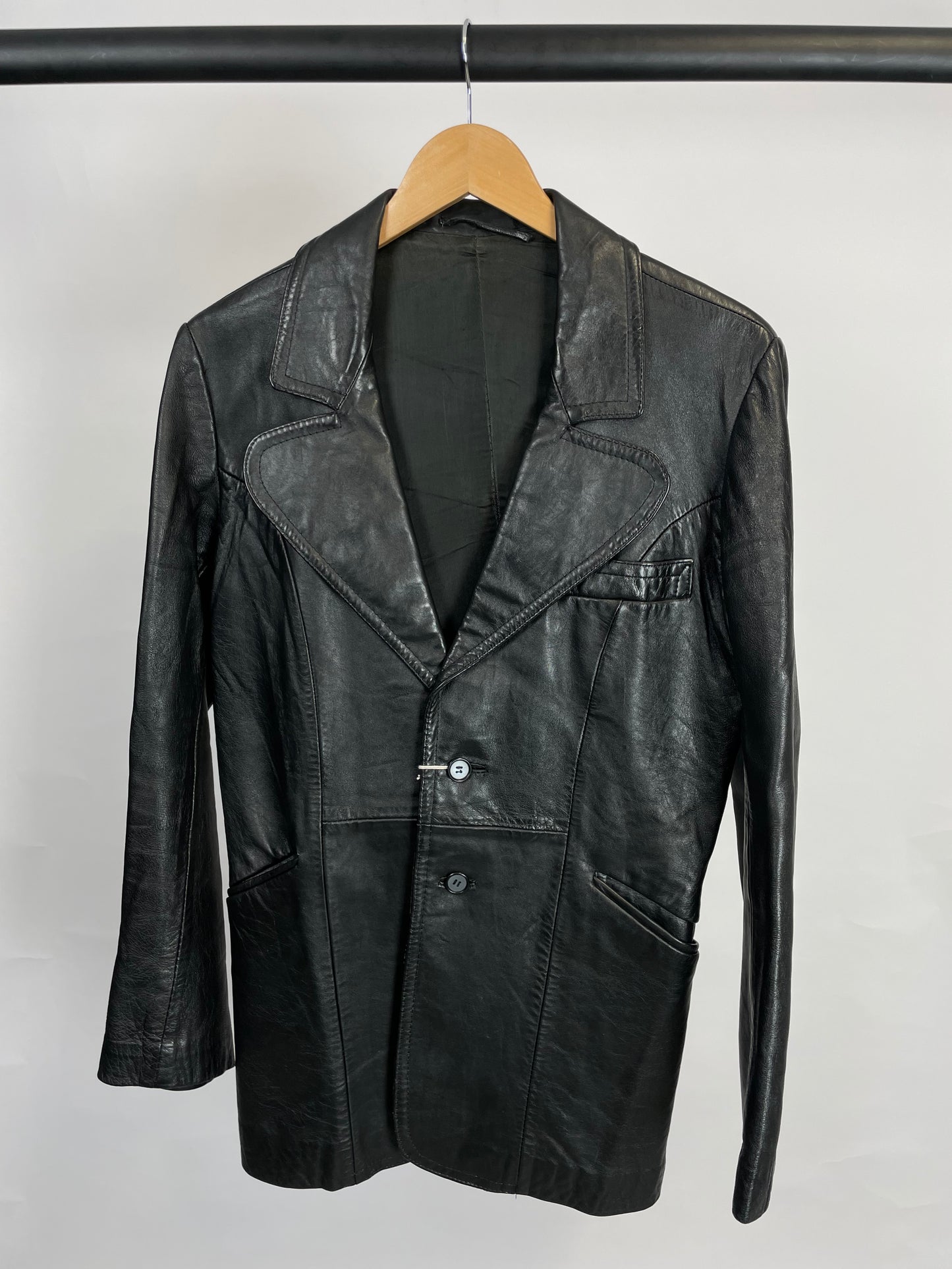 Vintage 90s Long Leather Jacket