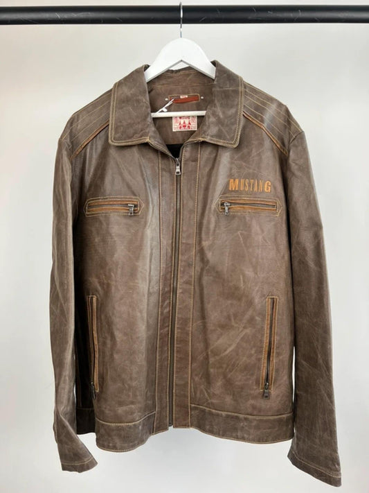Vintage 90s Mustang Leather Biker Jacket