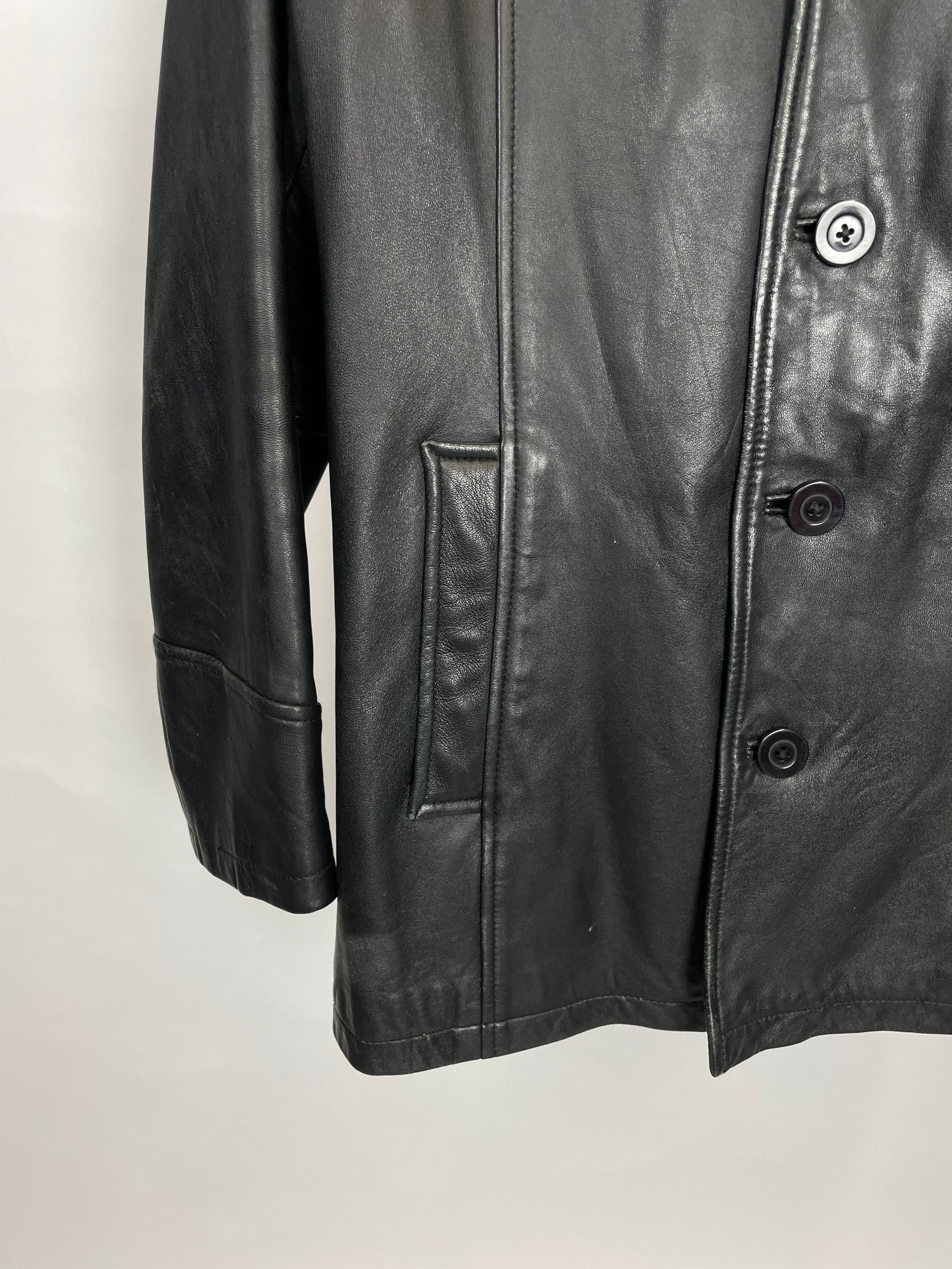 Vintage 90s Sardar London Long Leather Jacket