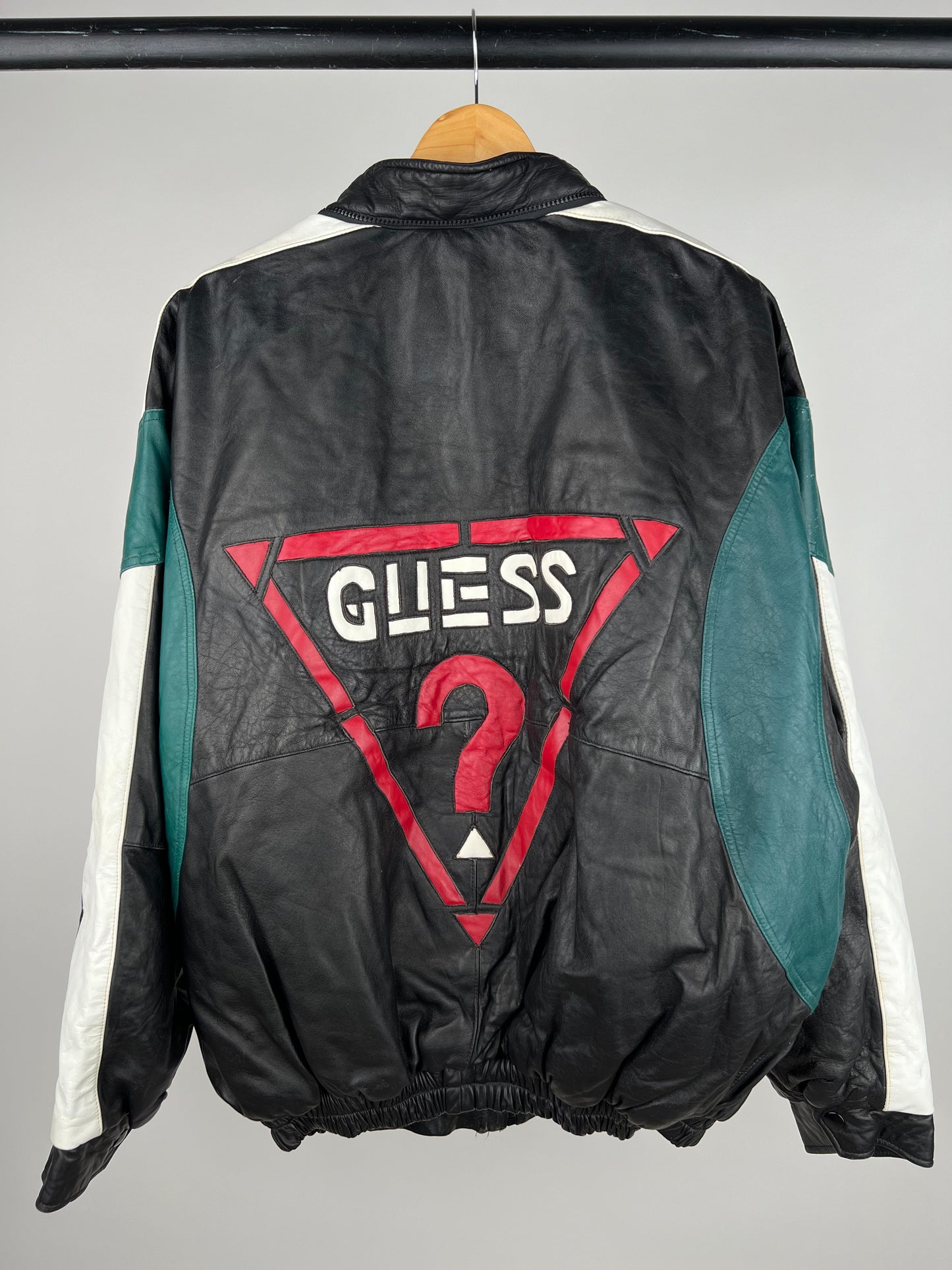 Vintage 90s Guess? Leather Bomber Jacket
