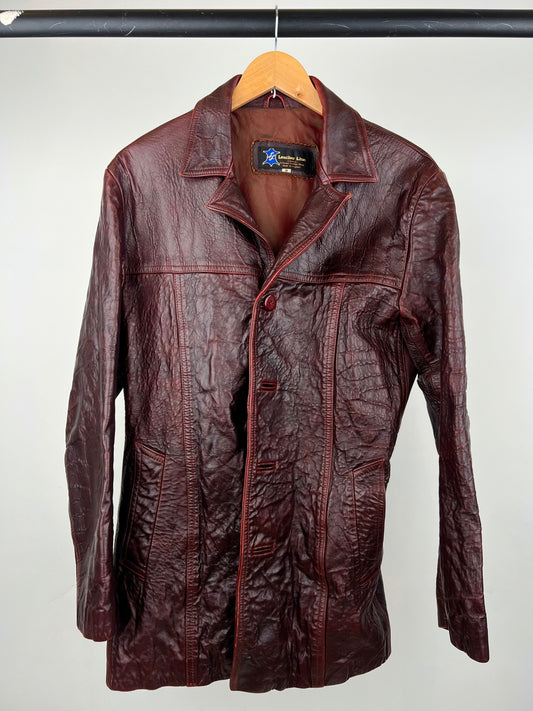 Vintage 90s Burgundy Leather Jacket