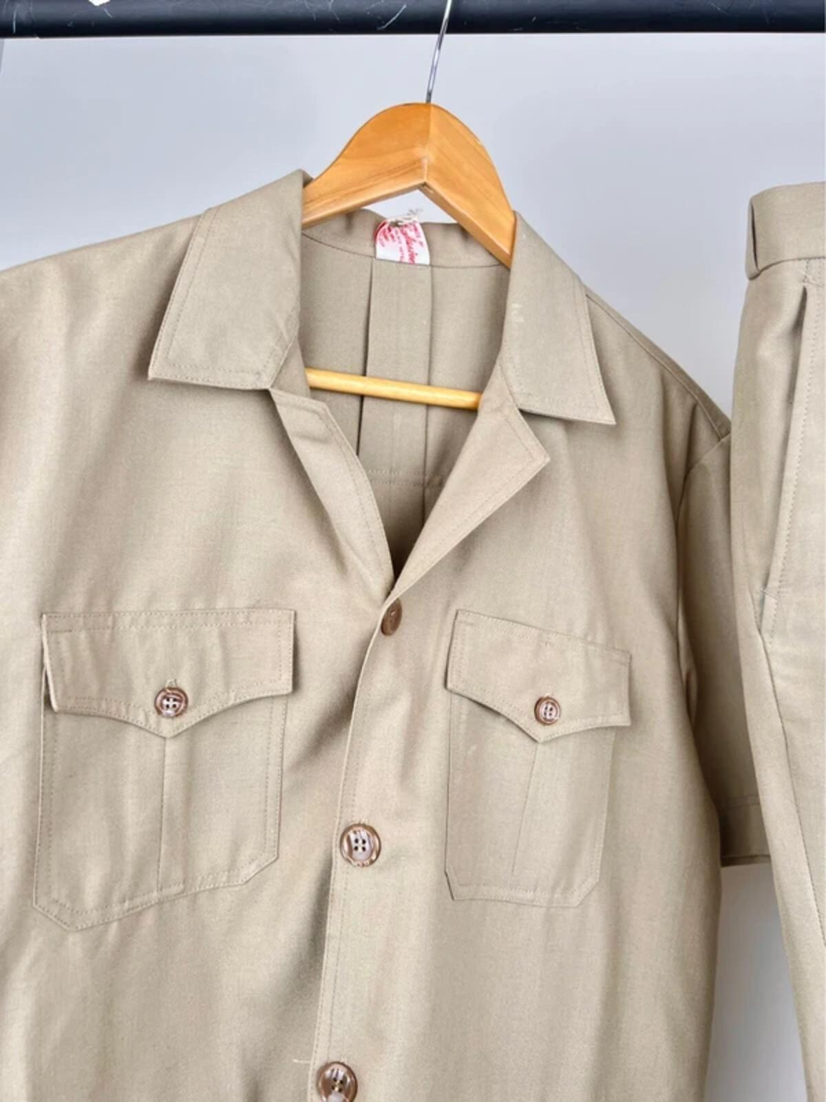 Vintage 70s Safari Short Sleeve Summer Suit