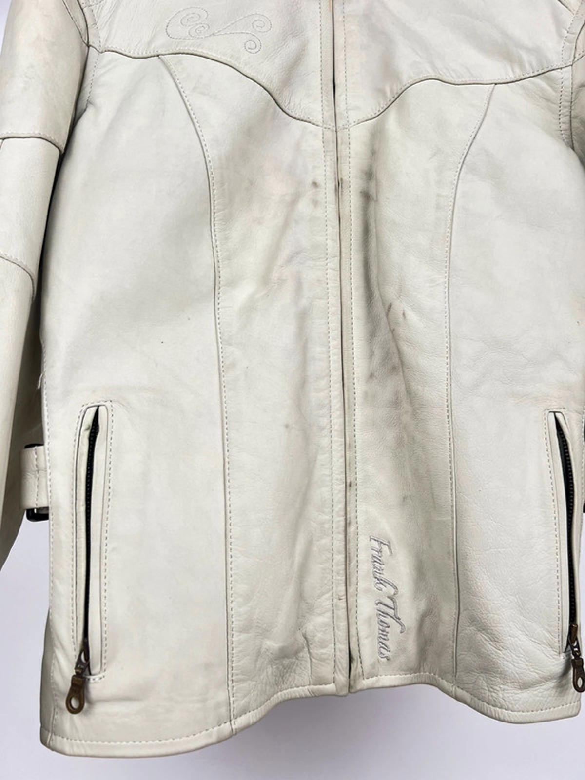 Vintage 90s Frank Thomas Leather Motorbike Jacket