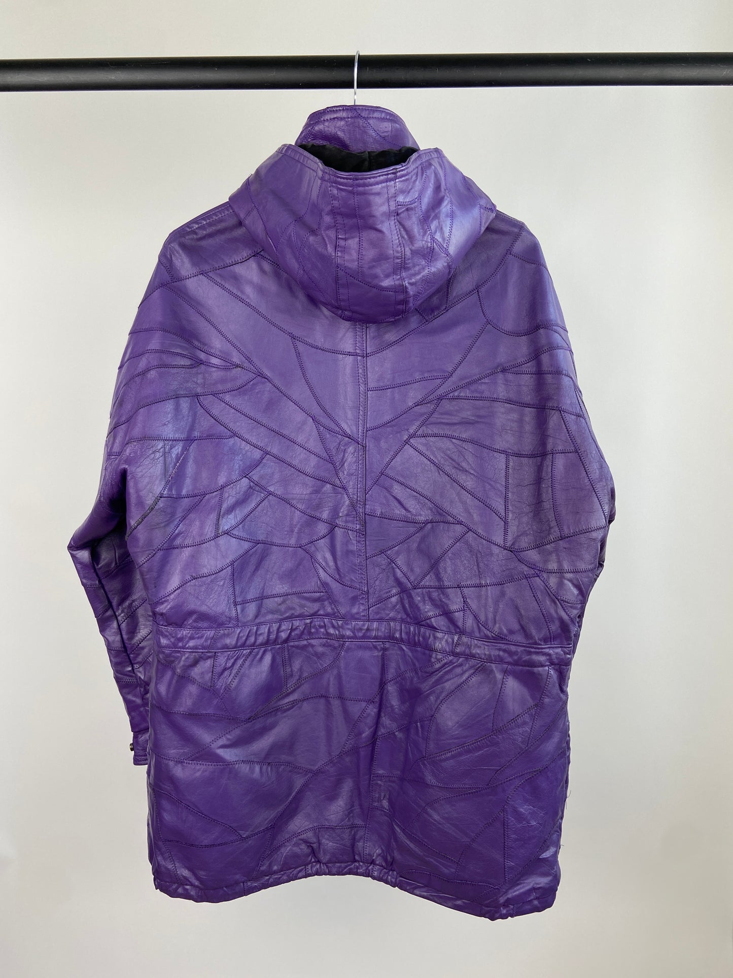 Vintage Purple Patchwork 90s Leather Jacket