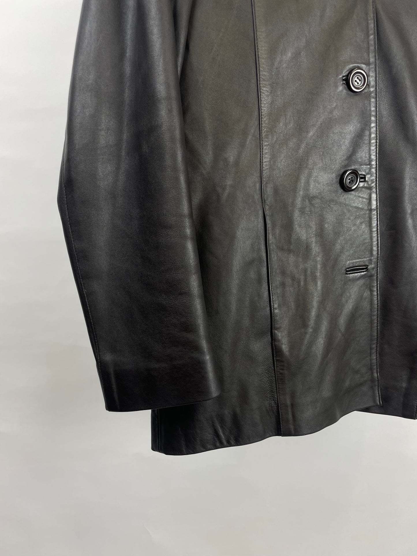 Vintage 90s Long Black Leather Jacket