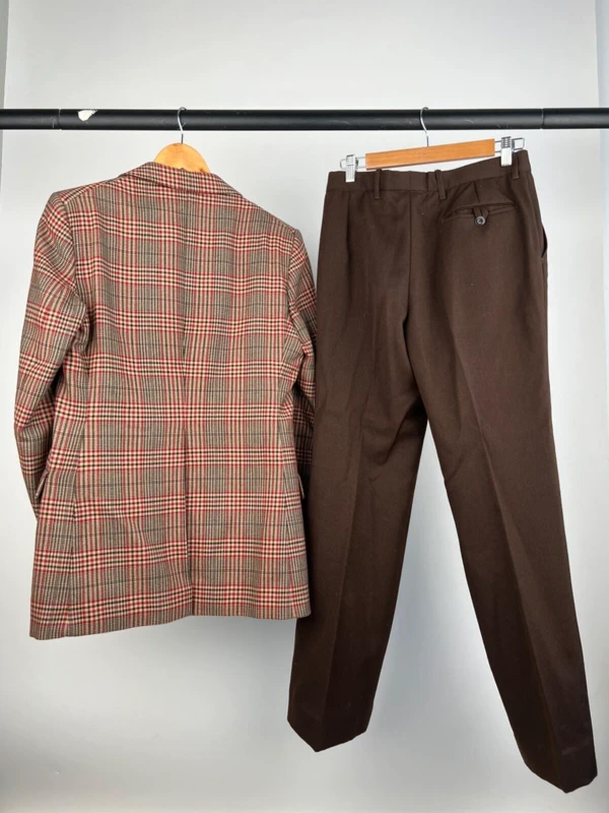 Vintage 70s Hornes Check Tweed Suit