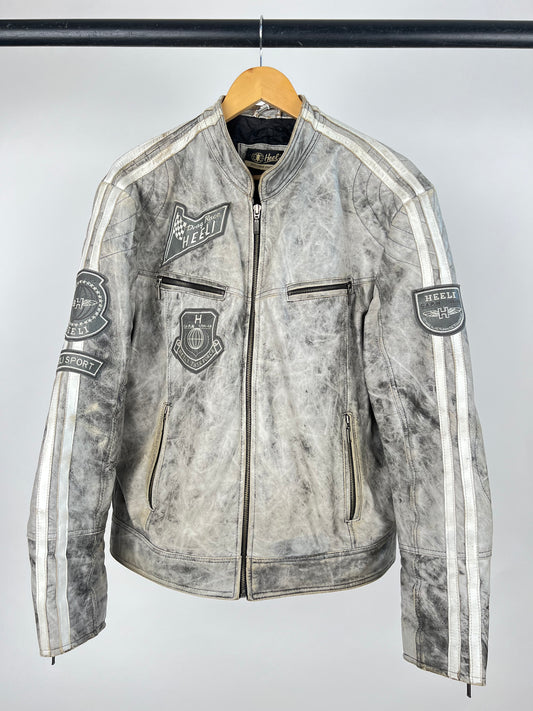 Vintage 90s Heeli Biker Leather Jacket