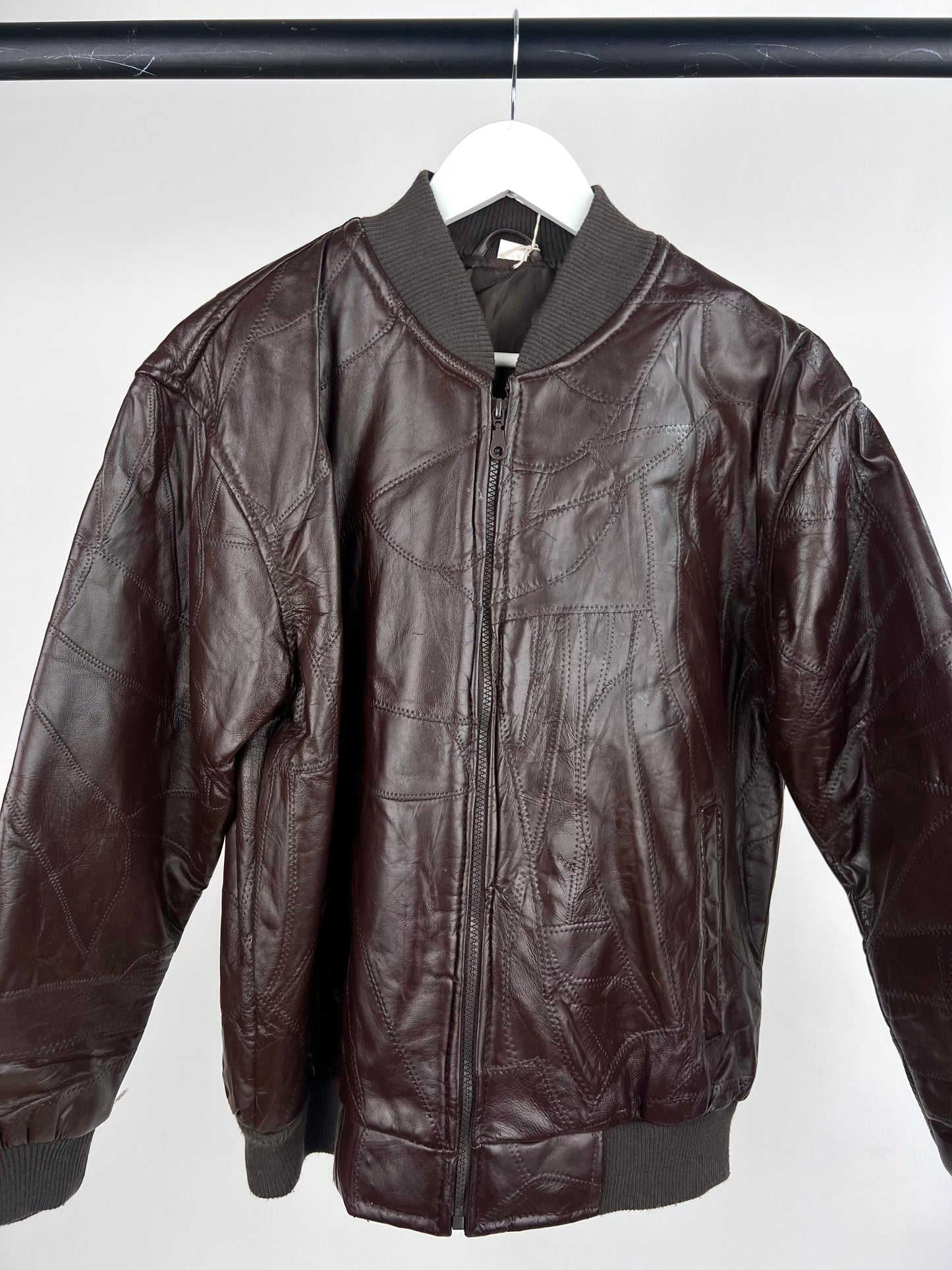 Vintage 90s Patchwork Leather Jacket