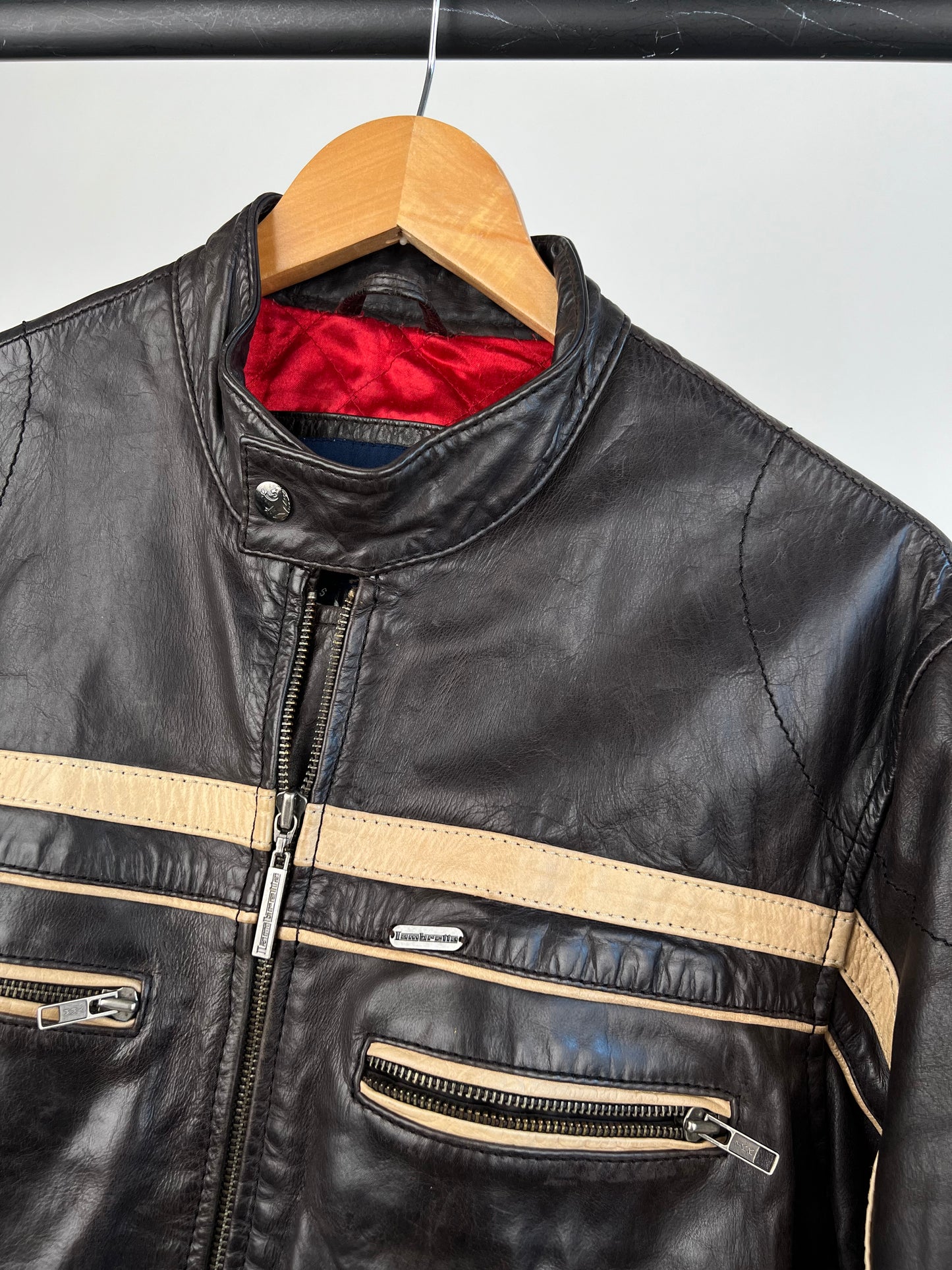 Vintage 90s Lambretta Leather Motorbike Jacket