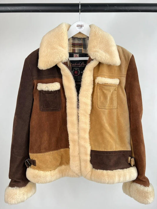 Vintage Roberto Do Rego Patchwork Shearling Suede Jacket