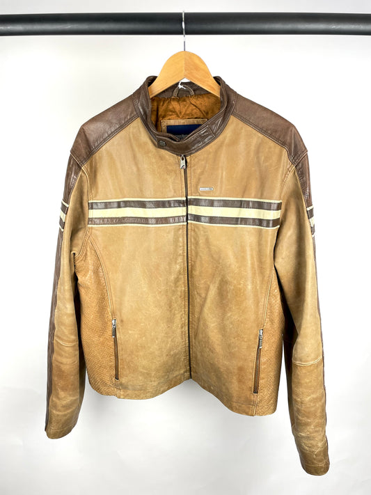 Vintage 90s Lambretta Leather Motorbike Jacket