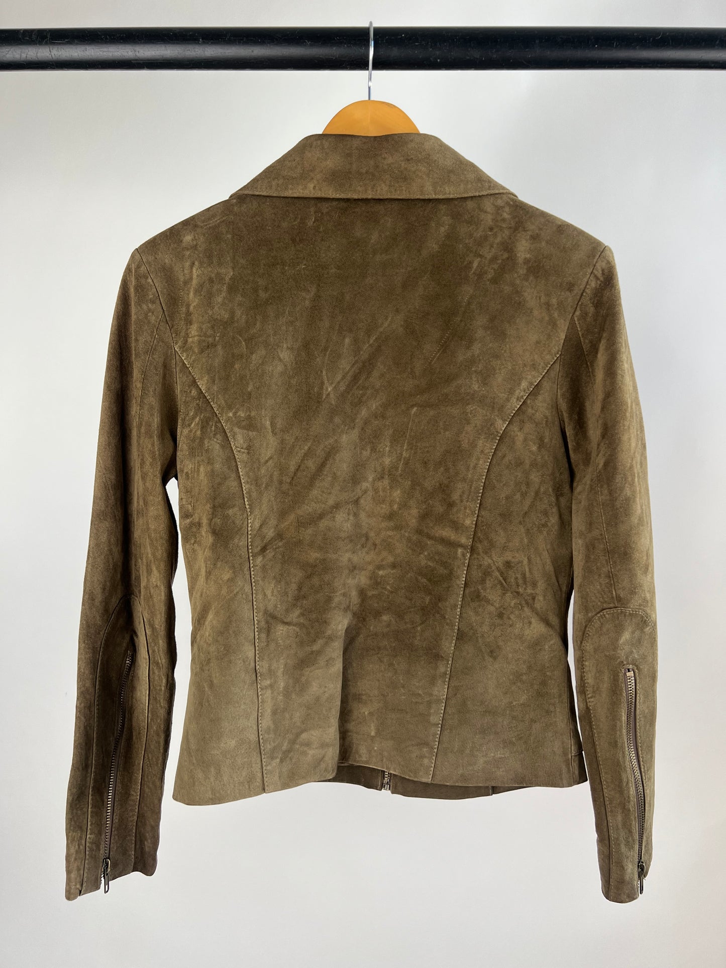 Vintage 90s Jeff Banks Suede Biker Jacket