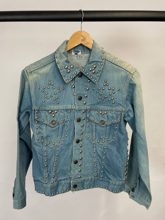 Vintage 90s Denim Star Tack Pattern Jacket