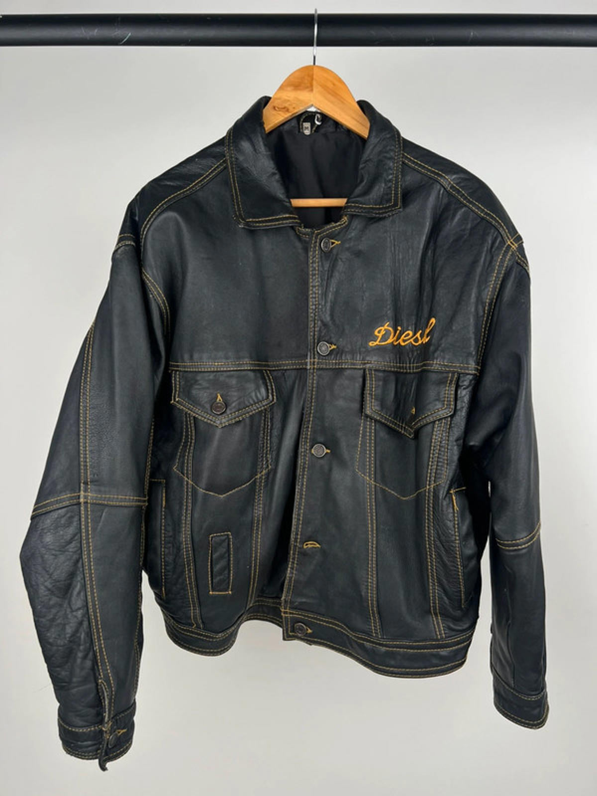 Vintage 90s Diesel Leather Trucker Jacket