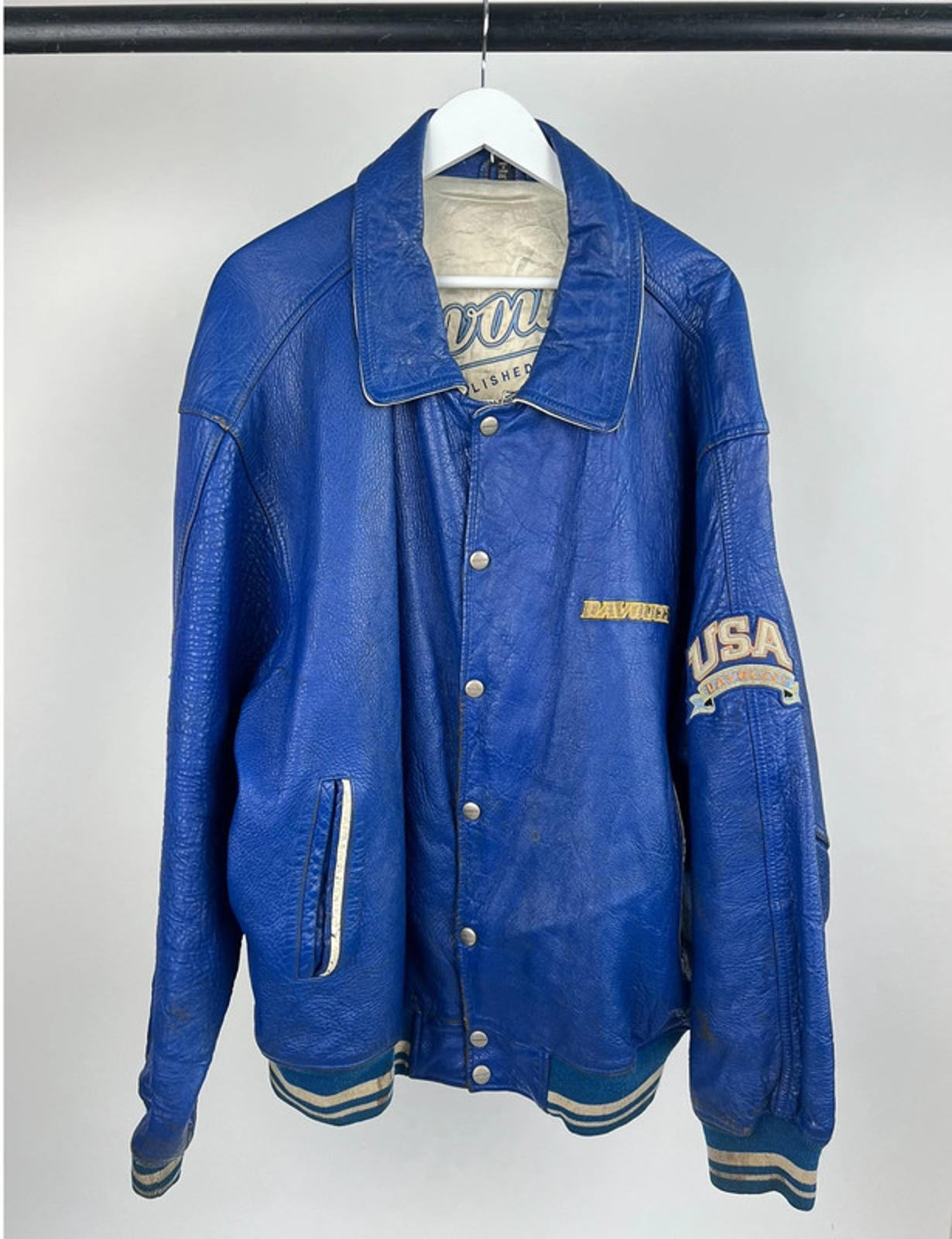 Vintage 90s Rare Davoucci Leather Bomber Jacket