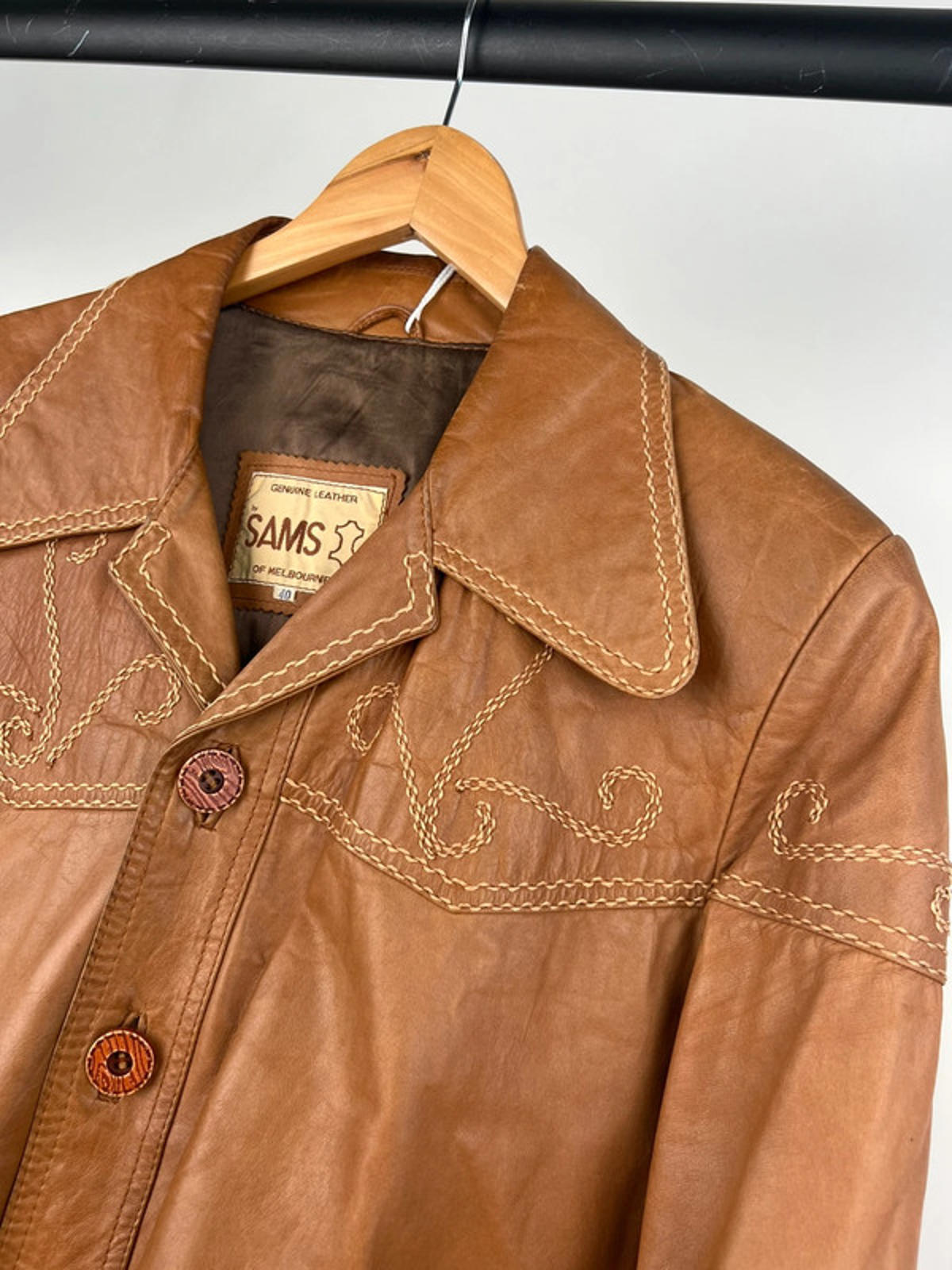 Vintage 70s Embroidered Leather Jacket