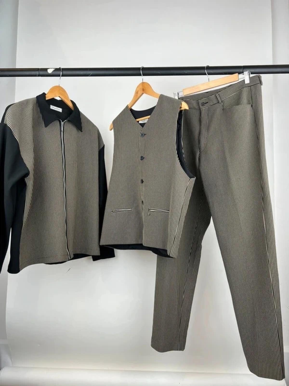 Vintage 90s Outfit Four Piece Stripe Suit