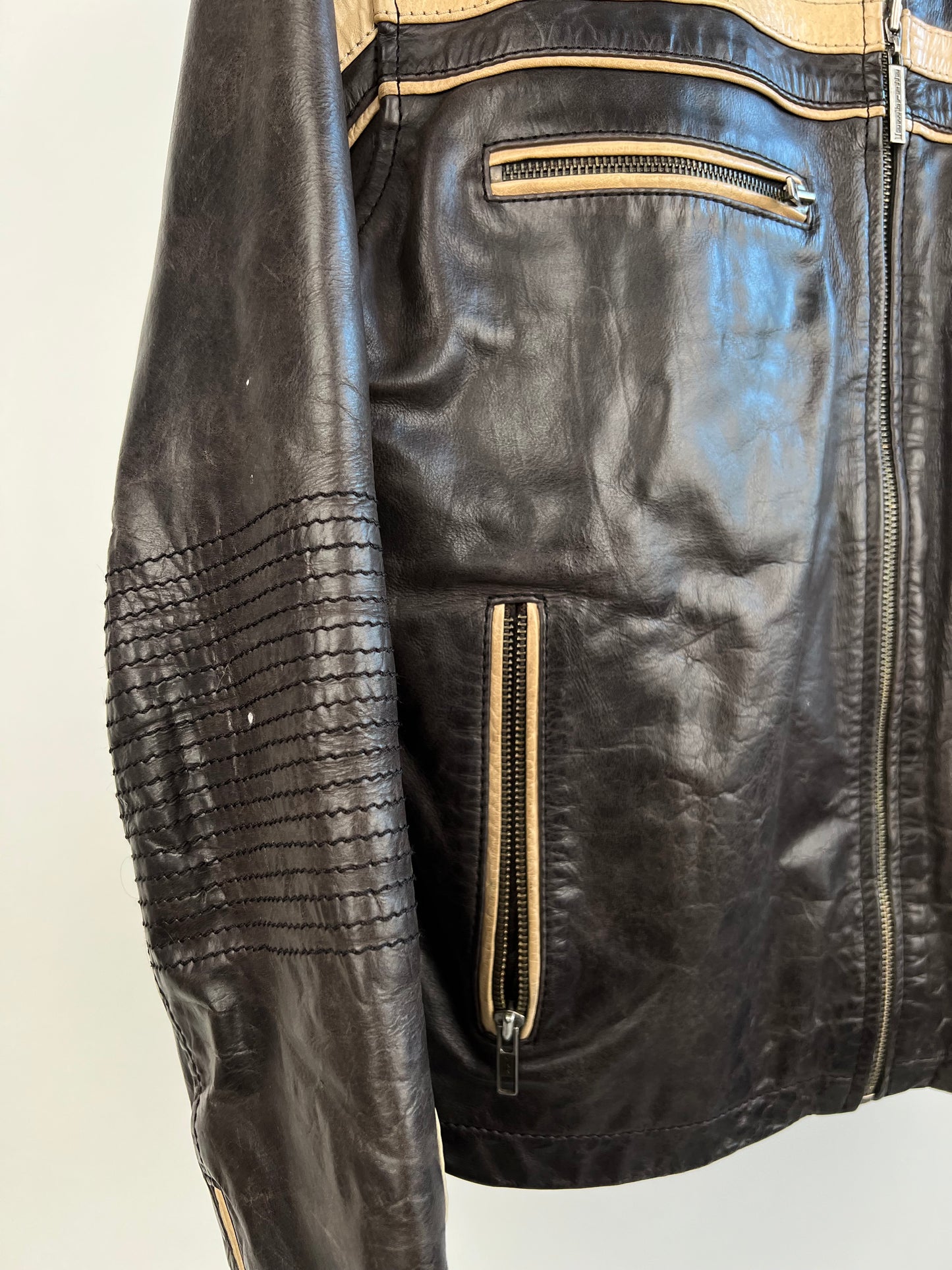 Vintage 90s Lambretta Leather Motorbike Jacket