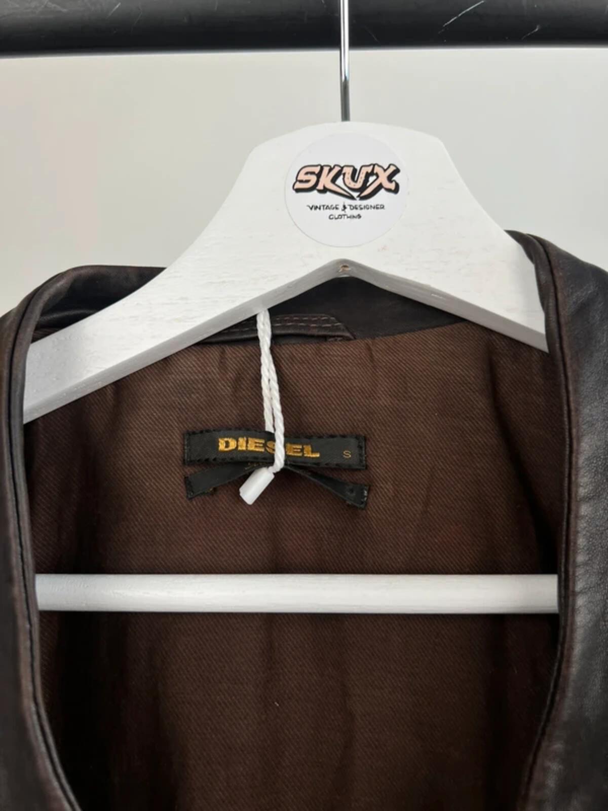 Vintage 90s Diesel Leather Military Biker Jacket