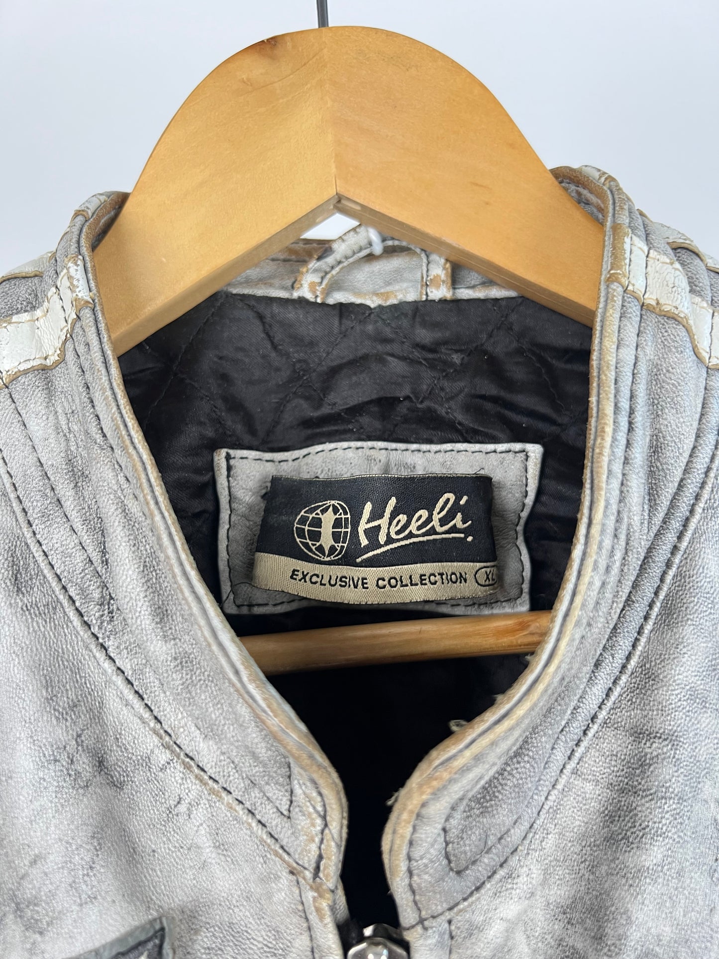 Vintage 90s Heeli Biker Leather Jacket