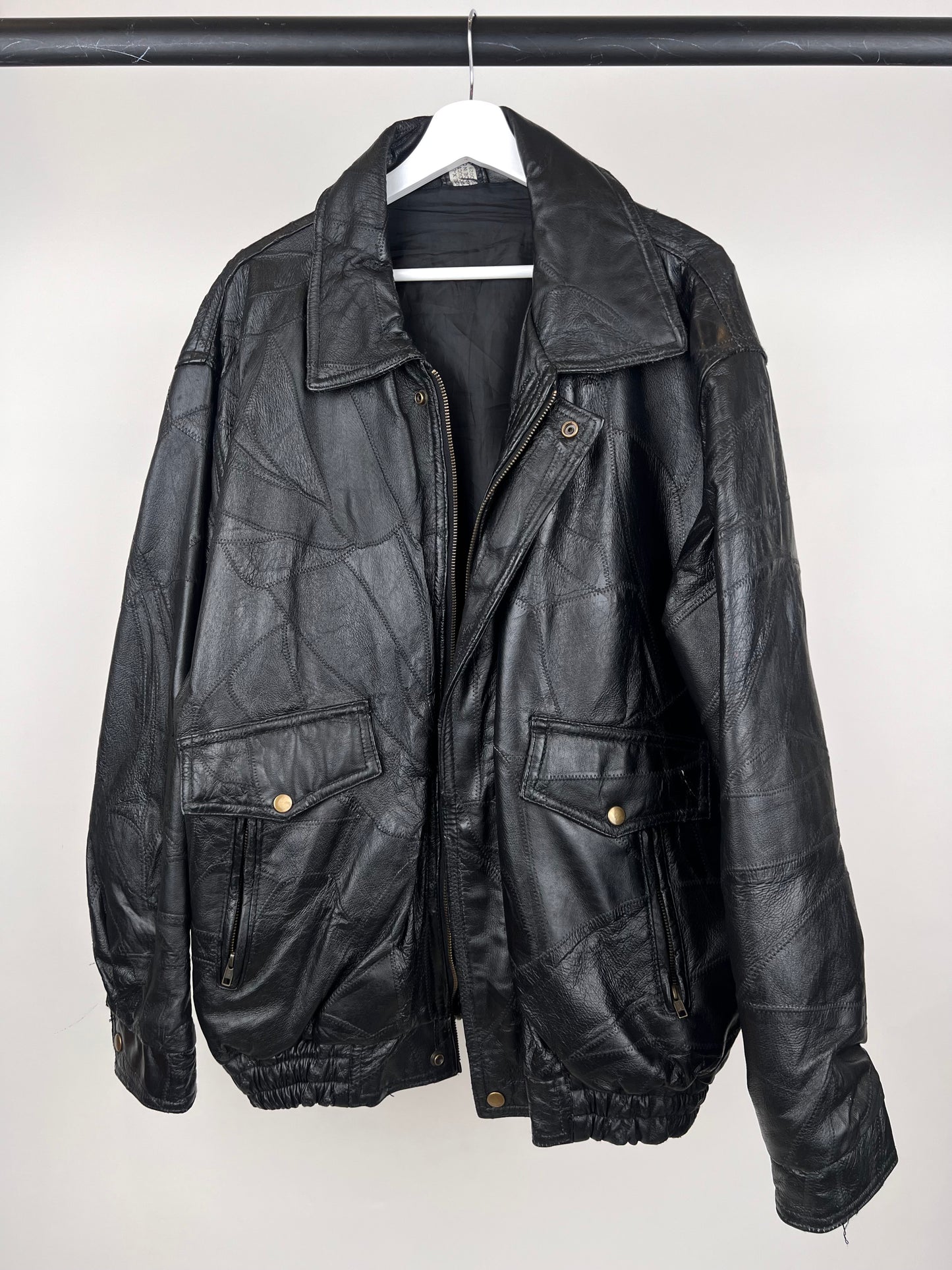 Vintage 90s Patchwork Leather Jacket