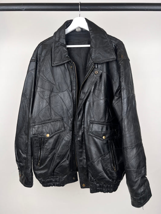 Vintage 90s Patchwork Leather Jacket