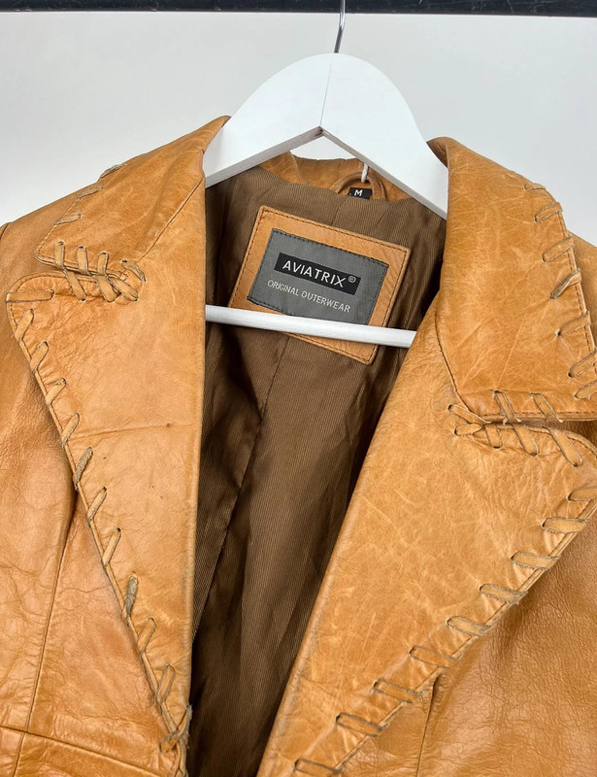Vintage 90s Tan Leather Blazer