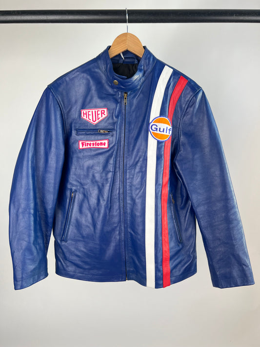 Vintage 90s Steve McQueen Leather Motorbike Jacket