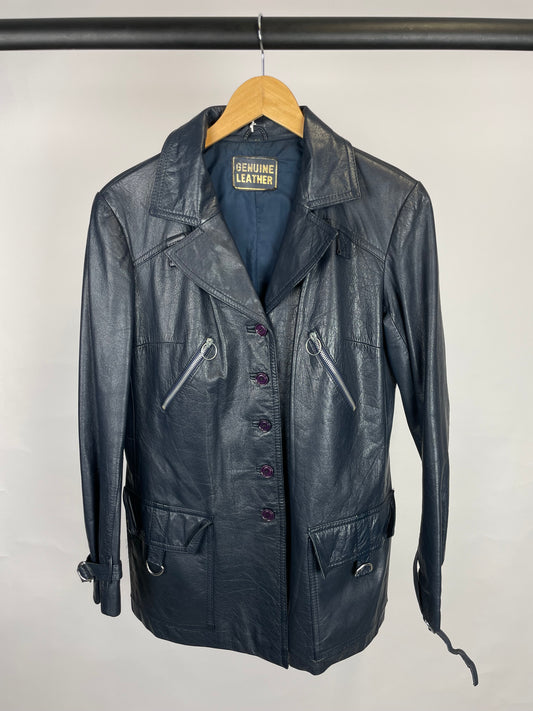 Vintage 80s Genuine Leather Long Leather Jacket