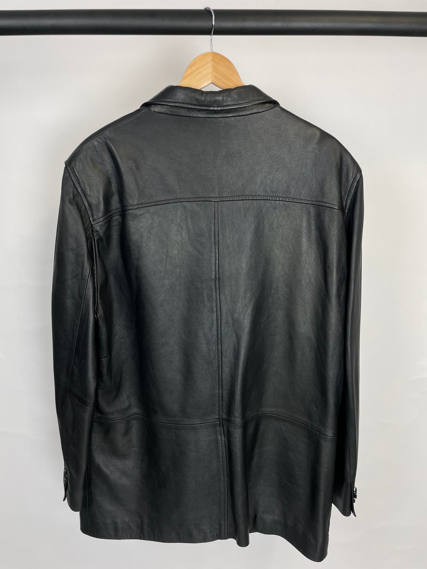 Vintage 90s DEVREP Long Leather Jacket