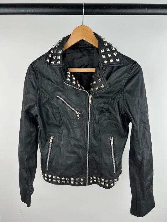 Vintage 90s Studded Classic Leather Biker Jacket