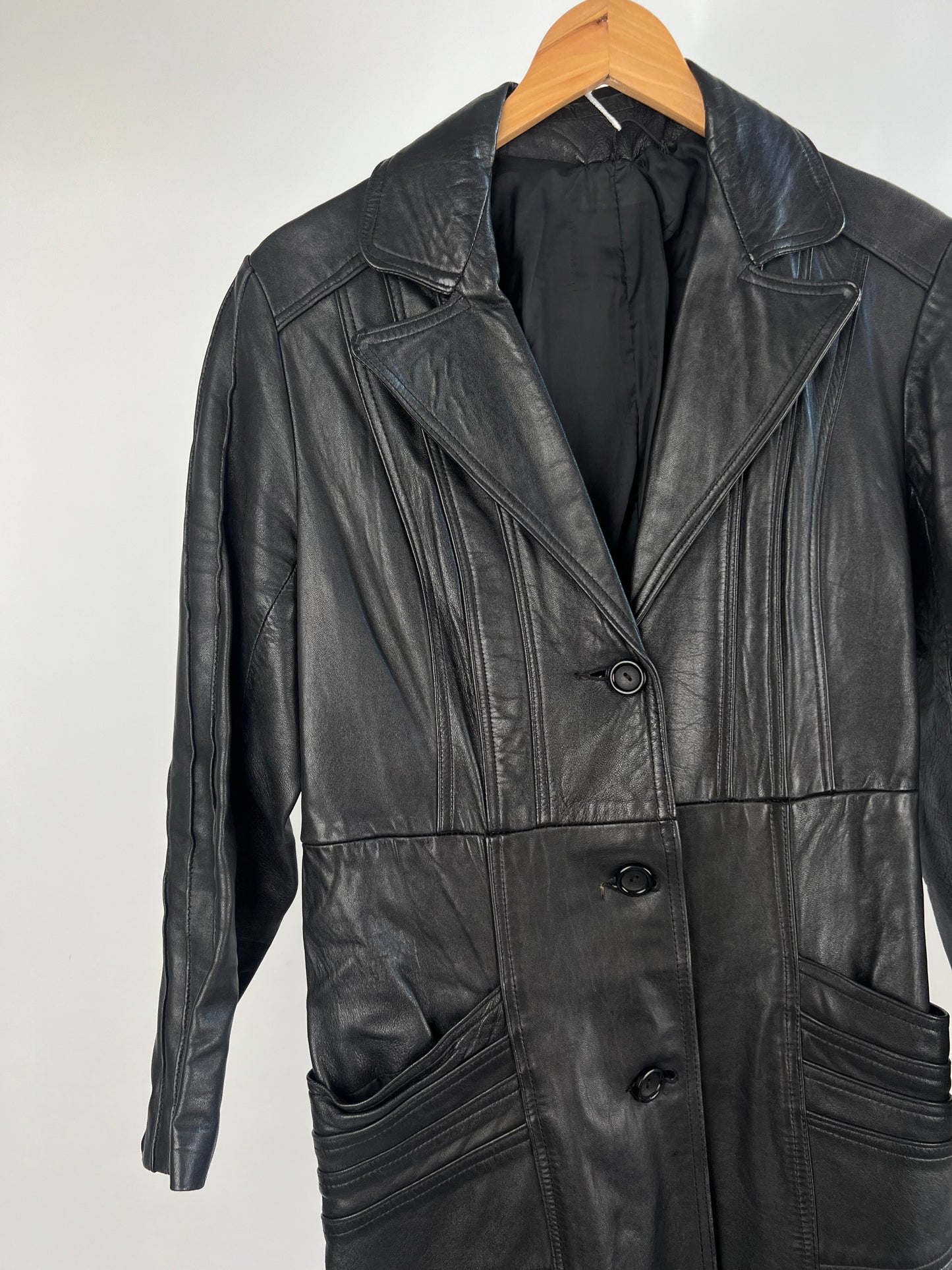 Vintage 90s Long Trench Leather Jacket